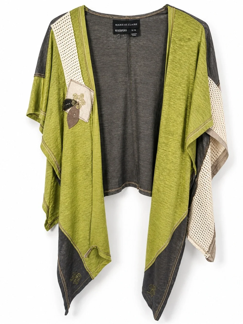 Madeleinene Gaucher Green Euro Linen Made in Quebec Wrap Poncho Art Wear EUC